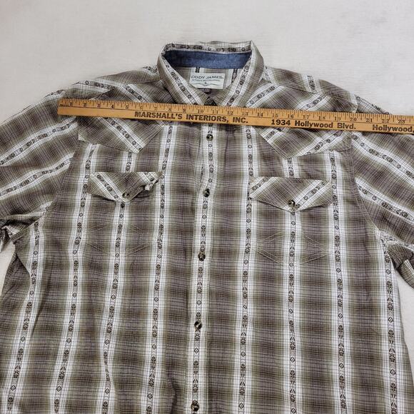 Cody James Shirt Mens Size XXL Brown Long Sleeve Pearl Snap Brown Plaid Western - Picture 6 of 16